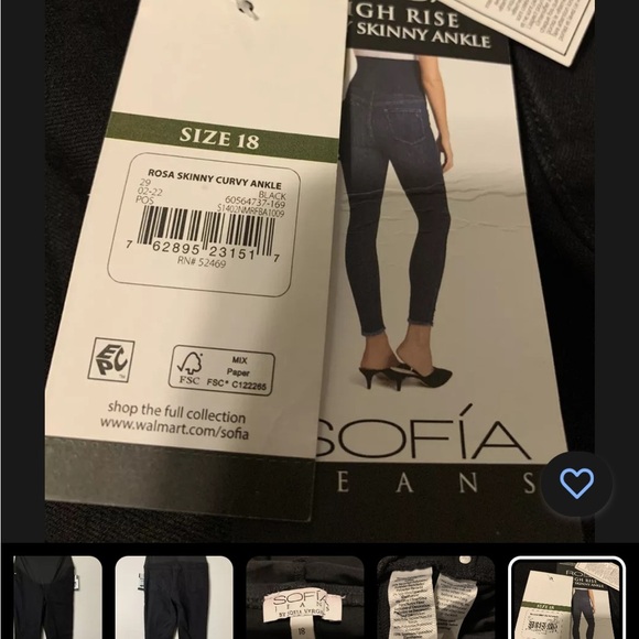 Sofia Jeans by Sofia Vergara Women's Maternity Curvy Jeans with Full Belly Sz 18 - Picture 11 of 12